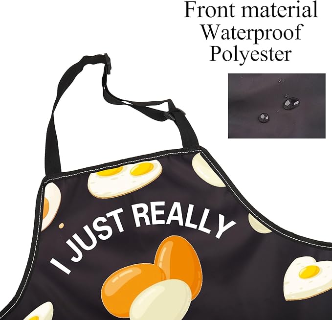 FUSTMW I Just Really Like Eggs Apron Egg Lover Gifts Cute Egg Gifts Cooking Kitchen Chef Baking BBQ Apron with Pockets