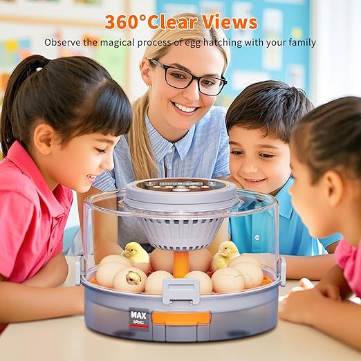 12 Egg Incubators for Hatching Eggs with Automatic Egg Turning & Humidity Control Intelligent Temp Eggs Candler for Chicken Quail Duck etc. Eggs, Suit for Beginner Backyard Hobbyist Students Education