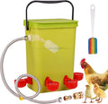 Automatic Chicken Waterer with Float Valve, 3.2 Gallon Hanging Poultry Waterer with 6 Water Cups, Large Duck Quail Turkey Goose Chicken Coop Water Dispenser