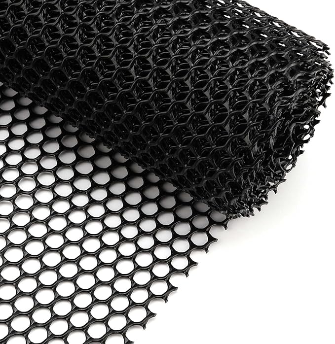 15.7 Inch x 49 Ft Black Plastic Chicken Wire Fence, Decorative Chicken Mesh Fence with Tie Plastic Poultry Netting for Garden Decorative, Farm, Poultry Protection and DIY Crafts