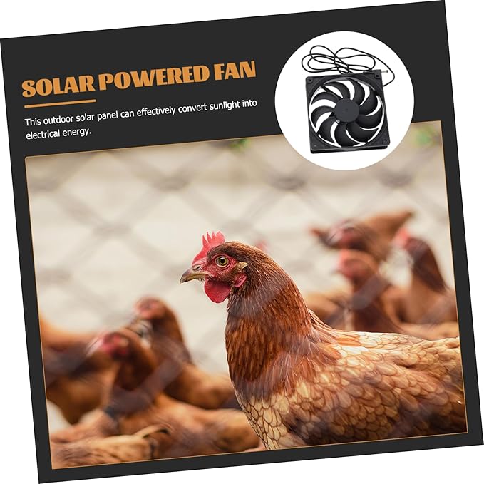 1set Solar Powered Small Fan for Chicken Coop and Greenhouse Portable Cooling for Hot Days Energy Saving Solar Fan