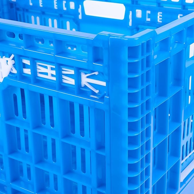 Restaurantware Plastic Milk Crates for Storage - Cater Tek Stackable Storage Buns for Organizing - Collapsible Storage Basket for Groceries, Home Supplies, Blue