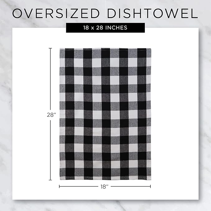 DII Home Sweet Farmhouse Kitchen Collection, Dishtowel Set, 18x28, Black, 4 Count