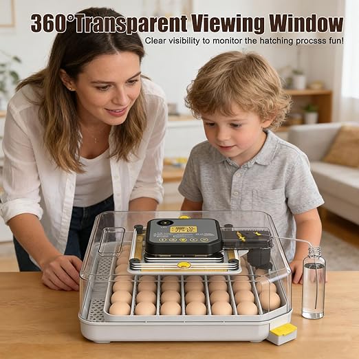 Incubators for Hatching Eggs, 48 Egg Incubator with Humidity & Temp Control and Auto Turner, Incubadora De Huevos De Gallina, Egg Candler, Smart Incubator for Chicken Eggs, Ducks, Goose, Quail