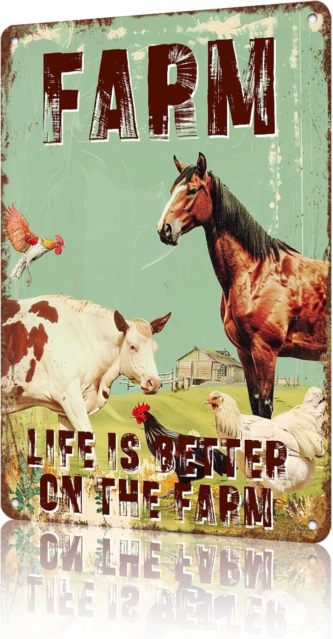 Vintage Metal Tin Sign Farm Sweet Farm Life is Better on the Farm Sign for Cafe Home Bar Pub Garage Hotel Garden Wall Decor Art 12 * 8in