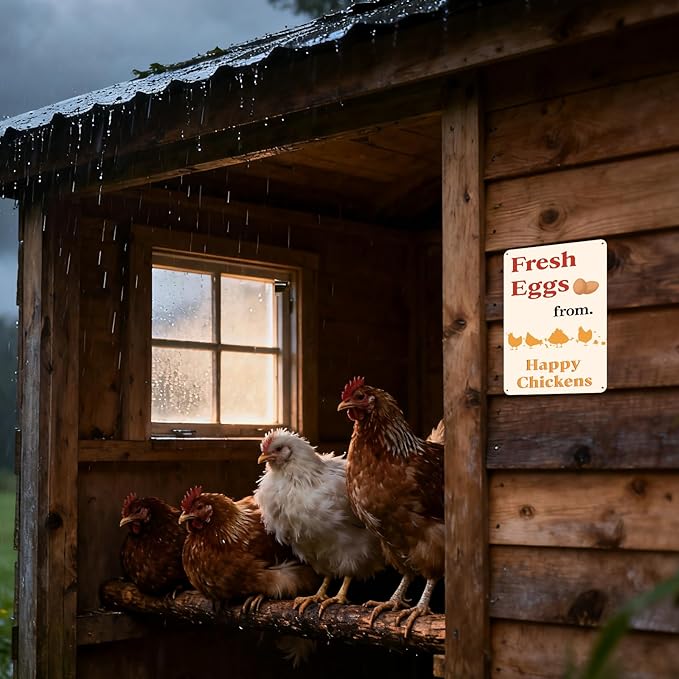 Farm Fresh Eggs Sign Chicken Coop Decor Home Decor Gifts Outdoor Patio Signs Cute Garden Tin Sign 8×12 Inches For Yard Home Kitchen