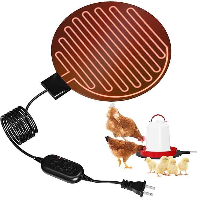 Heated Chicken Waterer, 6" Waterer with Heater 1–5 Gallon, Chicken Water Heater for Winter, Heated Base for Metal or Plastic Waterers