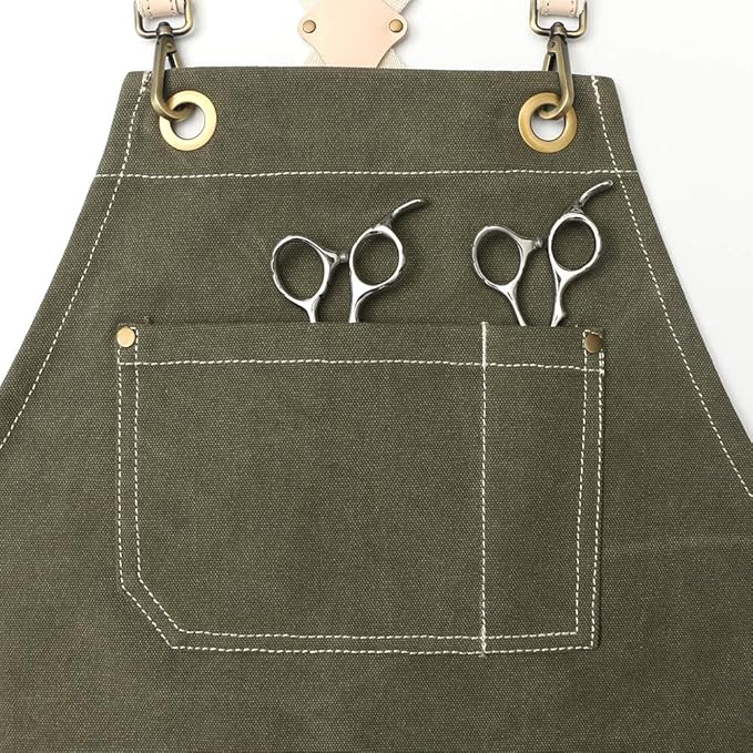 Jeanerlor - 16oz Water-Resistant Work Aprons for Women and Men Canvas Tool Apron with Pockets Adjustable S to XXXL