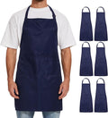 Will Well Kitchen Apron for Men and Women - 33" x 27" Oil-and-Water-Resistant with Adjustable Neck Strap and 38" Waist Ties for a Snug Fit, Lightweight with 2 Front Pockets - 6-Pack, Navy