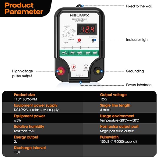 P4 Electric Fence Energizer Smart Fencing System with grounding Systems kit and Wiring Kits,Ideal for Poultry, Livestock, and Preventing Wild Animals Intruding