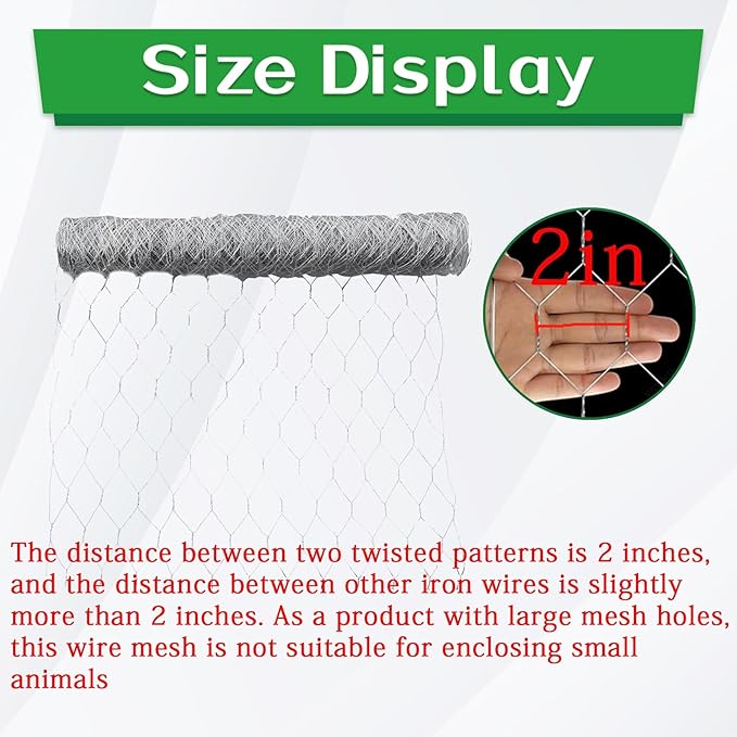 48 Inch x 150 Feet Galvanized Wire Netting Hexagonal Chicken Wire Gardening Enclosures Chicken Fencing for Outdoor