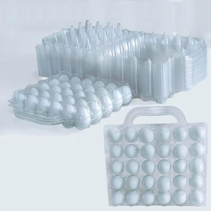 30 Pack Portable Egg Cartons,Reusable clear egg carton cheap bulk, Suitable For Storing Egg in Farmers Markets, Supermarkets, Kitchens(5 * 6)