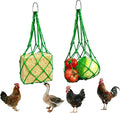 Chicken Vegetable Hanging Feeder 2PCS - Reusable Poultry Feeding String Bag, No Waste Enrichment Feeder for Hens Ducks Coops, Chicken Toy for Coops(Green)