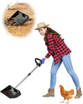 Chicken Poop Scooper with Ergonomic D-Grip 64" Long Handle 4 Sections Adjustable Stainless Steel Chicken Coop Scooper for Sand Sifting Shovel Farm Beach Garden Yard Waste Litter Pooper Cleaning Tools