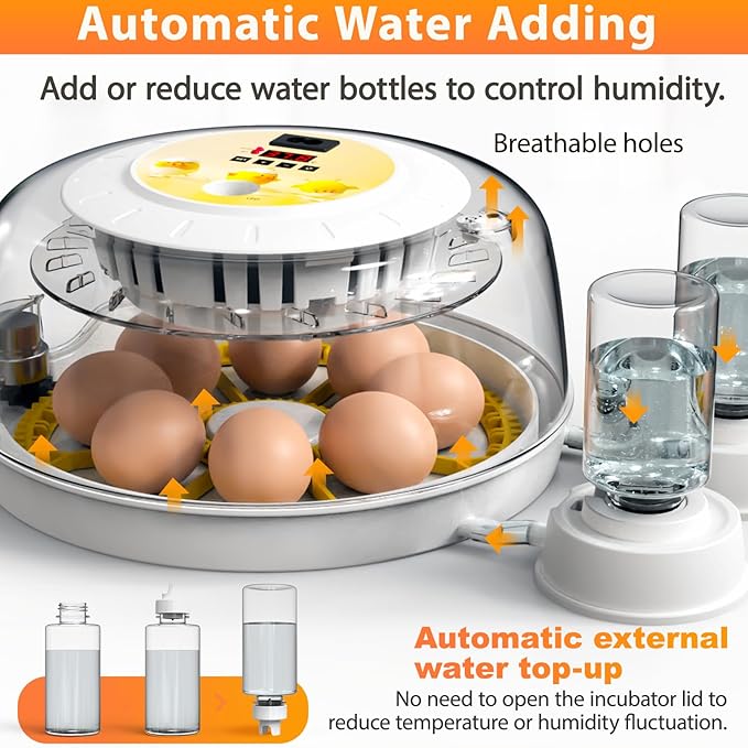 Egg Incubators for Hatching Eggs with Automatic Egg Turner, 8 Incubator for Chicken Eggs with Egg Candler for Chicken, Duck, Quail, Smart Egg Hatcher for Beginners & Kids
