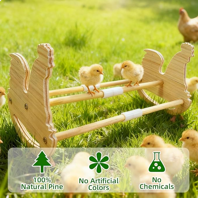 Chicken Perch for Coop Roosting Bar: Chick Toys Stand Pine Wood Rooster Perches for Brooder for Baby Chicks