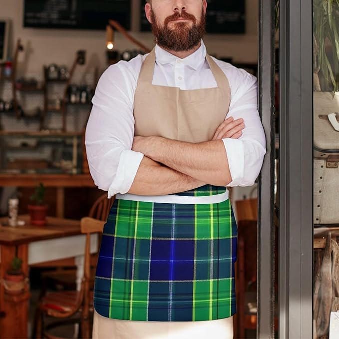 Unisex Apron for Cooking Server Waitress Half Waist Apron with 3 Pockets