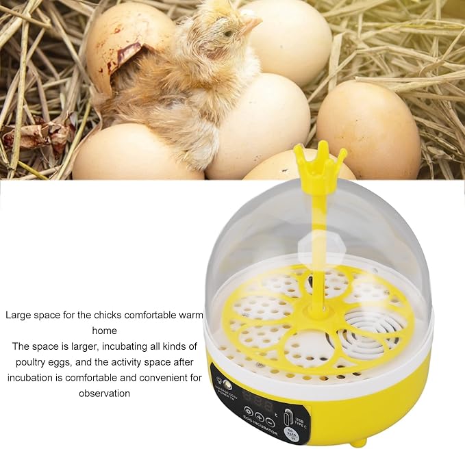 Yosoo Chicken Incubator, Mini Egg Incubator for Hatching 4 Eggs, Portable Egg Hatcher for Chicken, Duck, Goose, with Clear Window (Manual Turning)