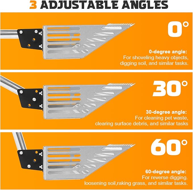 Adjustable Chicken Poop Scooper, 24-70" 4-in-1 Sifting Rake & Shovel, Stainless Steel Cleaner for Chicken Coop, Goat Stall, Rabbit Hutch, Pet Waste Large