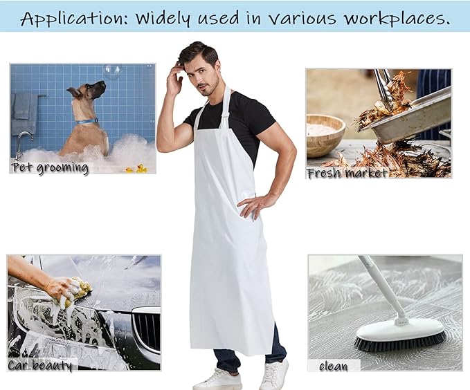 Nanxson TPU Waterproof Apron Lightweight Work Apron with Adjustable Buckle for Pet Bathing,Dishwashing,Butchers,Housework