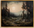 Framed Vintage Moon Poster Rustic Botanical Wall Art Dark Scenery Picture Nature Landscape Prints Vintage Forest Posters Moody Plant Wall Art Full Moon Painting Dark Cottagecore Print 8x10inch