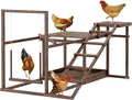 PawHut Wooden Chicken Coop Perches with Swing, Roosting Bars, Activity Play Set, Chicken Coop Accessory Toys for Coop, Coffee