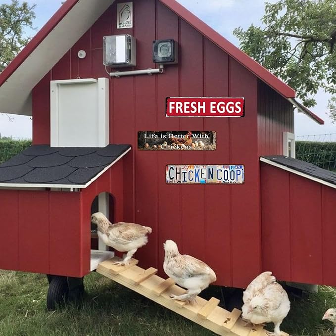 Rustic Farmhouse Kitchen Wall Decor Vintage Chicken Metal Tin Sign Farm Fresh Eggs Signs Outdoor Metal Farm Stand Sign 4x16 Inch