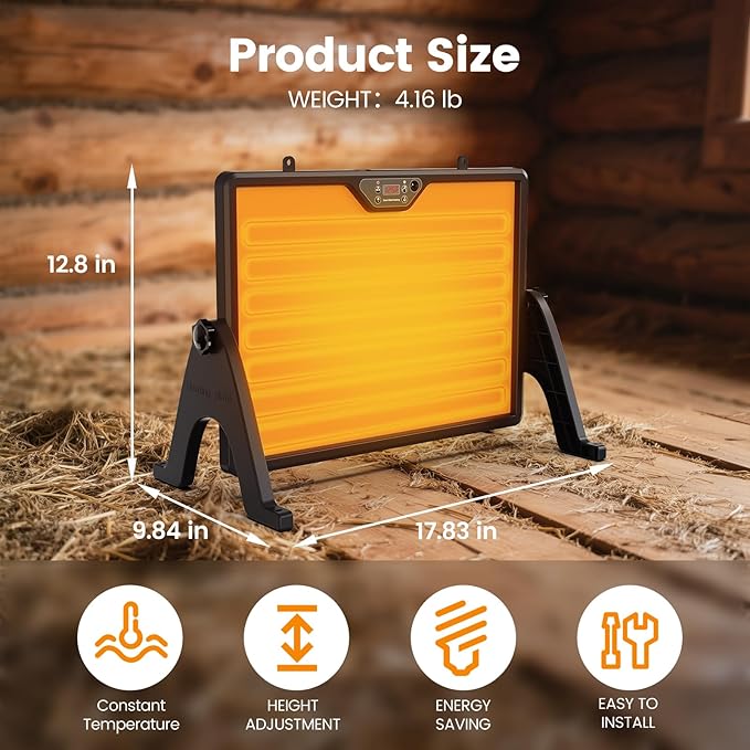 Chick Brooder Plate, 12"x16.5" Adjustable Double-Sided Heating Plate with LED Light & Remote Control, Brooder Heater for Baby Chicks, Ducklings & Birds, Safe Low-Energy Chick Heating Plate 86°F-167°F