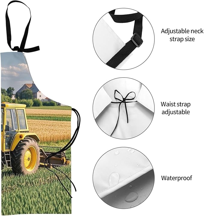 Apron for Women Men Waterproof Adjustable Bib Tractor farm Cooking Aprons Chef Bibs