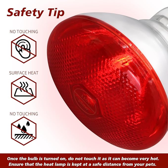 250W Red Heat Lamp Bulbs Infrared Flood Light for Chicken (2-Pack), Heat Light Bulb for Brooder Coop, Chickens Chicks Puppies Reptiles Livestock Poultry Use E26 Base
