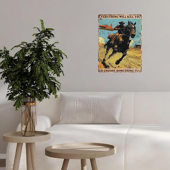 Cowgirl Metal Tin Sign Choose Fun Cowgirl Horse Funny Tin Sign for Home Farm Outdoor Bathroom Restaurant Cafes Bars Club Garage 12 * 16inch