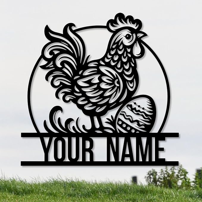 Personalized Chicken Coop Metal Sign,Custom Chicken Farm Metal Wall Art,Personalized Chicken MetalSign, Metal Chicken Farmhouse Sign,Hen House Sign, Funny Chicken Farm Decor (Style D)