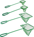 4 Pack Aquarium Fish Net Fine Quick Catch Mesh Nylon Fishing Catch Nets with Plastic Handle for Fish Tank Mesh Nets Scoop - Green