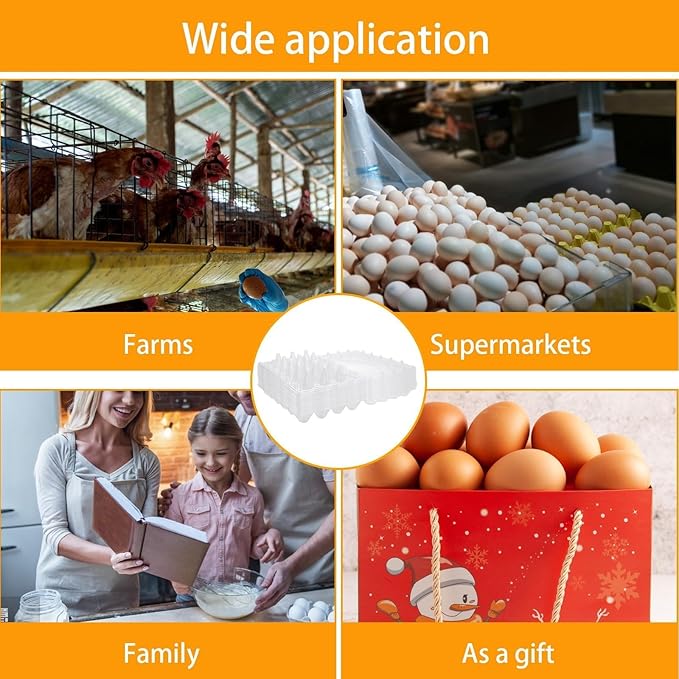 36 PCS Plastic Egg Cartons Cheap Bulk 24 Count Clear Blank Egg Cartons with Free Labels Holds up to 24 Eggs Securely Reusable Egg Carton for Family Pasture Chicken Farm Market Display, 4x6 Grids