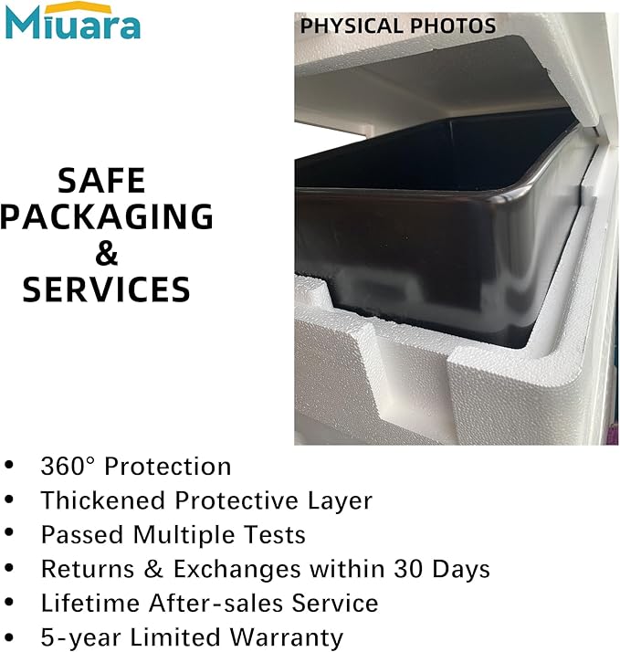 Miuara Black Farmhouse Sink 30 Inch - Apron Front Undermount Kitchen Sink Reversible 30"x18"x10", Farm House Style Single Bowl, Heavy Duty Solid Fireclay, Matte Black, for Kitchen
