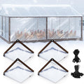 VitalCozy 4 Pcs Chicken Coop Cover 8 x 4 ft Waterproof Clear Tarp Heavy Duty PVC Vinyl Chicken Run Cover Coop Accessories for Outdoor Winter with 50 Pcs Ball Bungees Cords