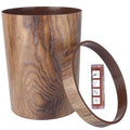VICASKY Retro Trash Can Ornament Container Metal Storage Baskets Lip Gloss Containers Small Trash Can Rubbish Bin Wood Grain Wastebasket Garbage Bin Living Room Garbage Brown