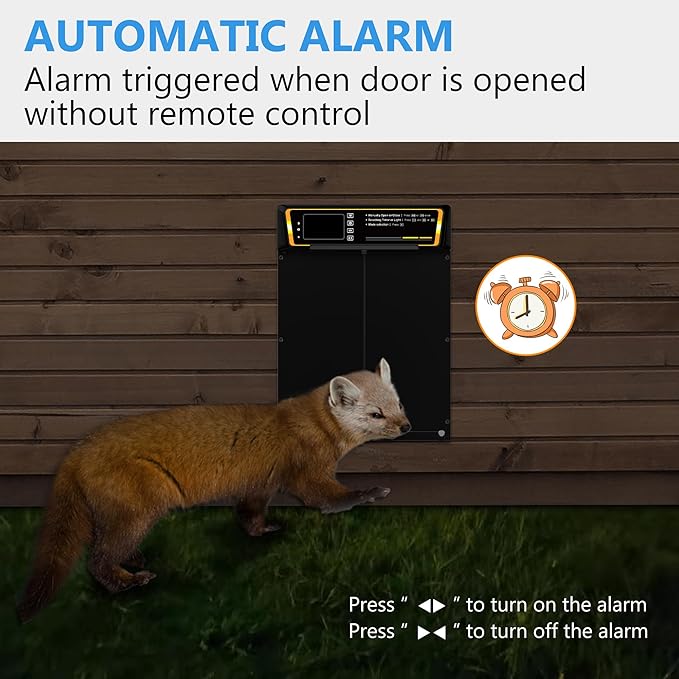 Automatic Chicken Coop Door with Timer & Light Sensor，5000mAh Battery & 3.7W Solar Panel，Anti-Pinch Auto coop Door, Weatherproof for Backyard Chicken Coop (Black)