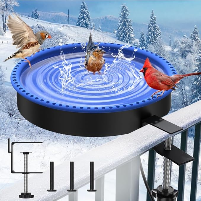 Keten Bird Bath Heater, 100W Thermostatically Controlled Heated Bird Baths Bowl for Winter, Prevents Birdbath Water from Freezing Suitable for Outdoors Garden Yard Patio Lawn