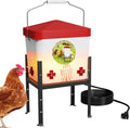 Nexum 2 Gallon Heated Chicken Waterer - Outdoor Unfrozen Poultry Drinker for Winter with 4 Nipples and Adjustable Stand Automatic Chicks Water Bucket (Red, 2 Gallon)