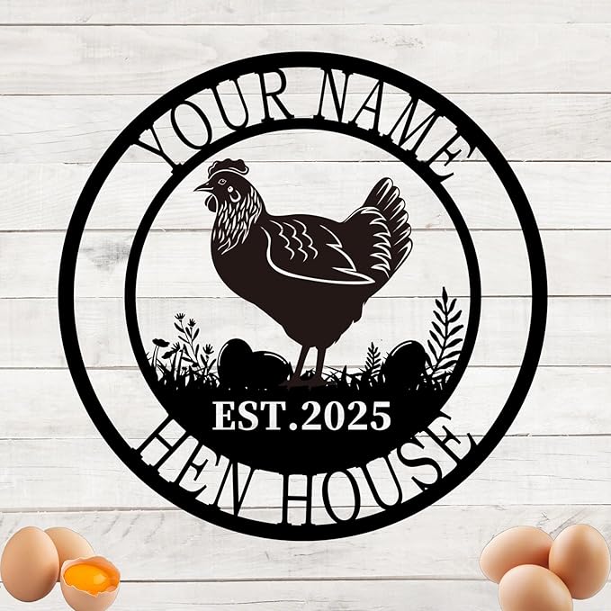 Custom Chicken Coop Metal Sign, Personalized Farmhouse Wall Decor, Vintage Fluffy Butt Hut Decor, Custom Name Sign for Farm, Gifts for Chicken Lovers