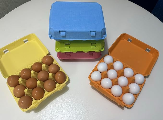 Pakiti Dozen Colored Egg cartons 40 Pack, Reusable Natural Paper Pulp | Colorful 3x4 Vintage Style Holds 12 Large Eggs for Farmers Market and Easter Eggs Basket