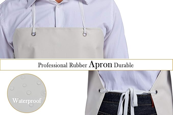 Nanxson Thick Rubber Waterproof Apron，Chemical Resistant，Heavy Duty Apron Adjustable for Dishwashing, Gardening, Butchering