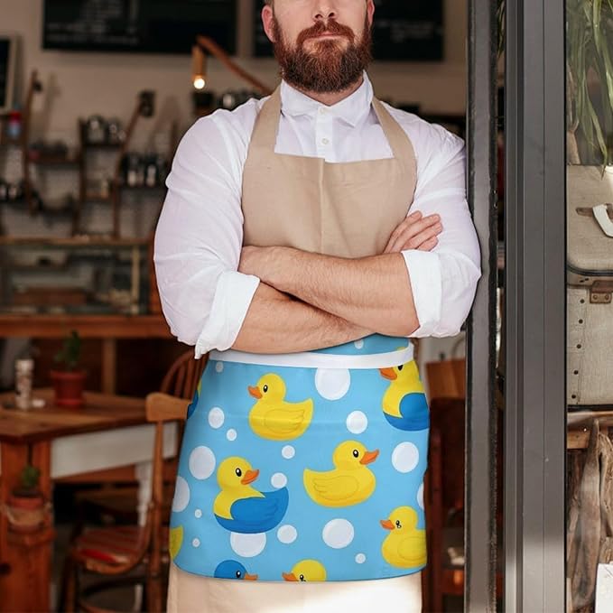 Server Apron with 3 Pockets Waist Waiter Waitress Half Apron Short Aprons
