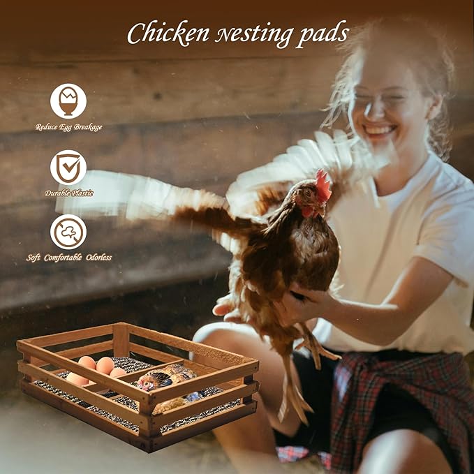 6 Pack Nesting Pads for Chicken Coop 12” x 12” Chicken Nesting Pads Washable Plastic Nesting Box Pads Chicken Coop Accessories for Chicken Hen Box Laying Eggs (Beige Brown)