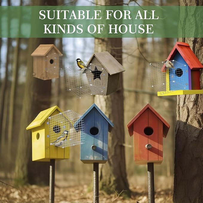 Bluebird House Predator Guards 2 Pack Metal Wire Entrance Hole Protector Bird House Hole Protector Bird House Wire Entrance Guard for Blue Bird Nesting & Babies Safe (Square)