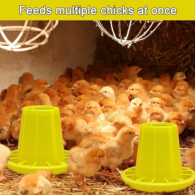 12 Pack Small Chicken Feeder and 1.5L Baby Chicken Waterer Set Bulk Chick Feeder Chick Drinker for Poultry Ducks Goose Quail Pigeons (Feeding)