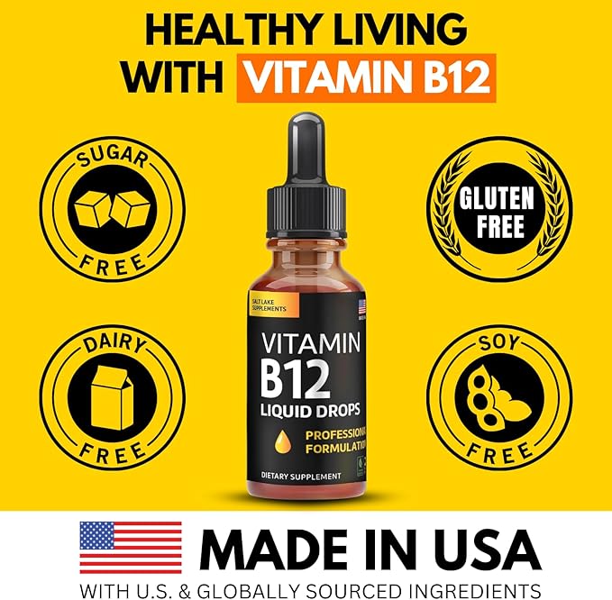 Vitamin B12 Liquid Drops - Vegan B12 vitamins 5000 mcg Methylcobalamin Fast-Acting Sublingual B Complex Liquid Vitamin B2, B3, B6 - Non-GMO, No Dairy, Soy & Sugar, Raspberry Flavor, 2 fl. oz.