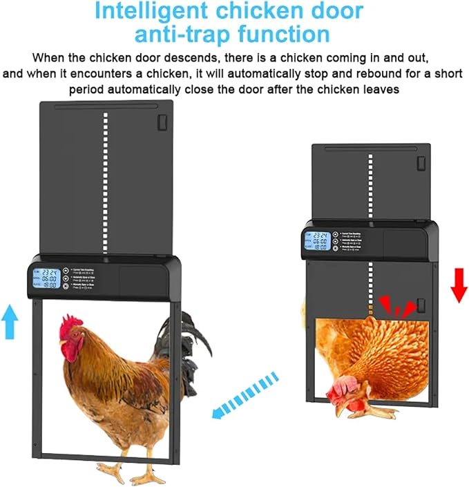 Hatching Time Smart Automatic Chicken Coop Door with Timer – Battery Operated Electric Chicken Door, Predator-Proof Safety, Weather-Resistant, Easy Install Auto Chicken Coop Door for Poultry