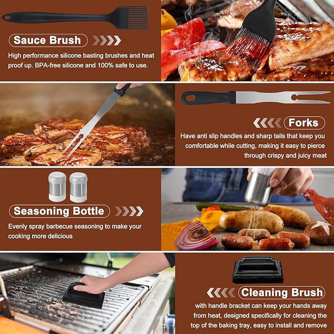 44pcs Griddle Accessories Kit,All-in-One Griddle Tools Set with Enlarged Spatulas, Scraper,Outdoor BBQ and Patio Party